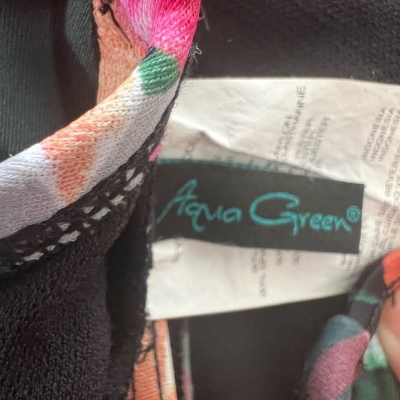 Aqua Green Floral Ruched Swimsuit Size S - Picture 3 of 5